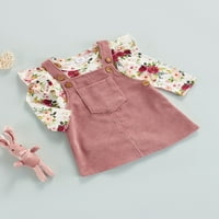 Calsunbaby novorođenčad dječje djevojčice odijelo modne cvijeće dugih rukava za rukav i corduroy ukupna