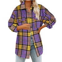 Kiplyki Clearence ženska jesenski vrhovi karirani kaput za bluza s jednim grudima dugih rukava