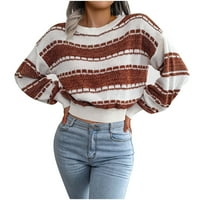 Ženski džemper modne žene casual okrugli vrat dugih rukava labav džemper bluza šljokica