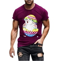 Muške sretne uskrsne majice Crew Crt Cute Egg Bunny Grafički kratki rukav Bluze Ležerne prilike Redovni