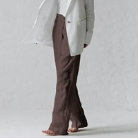 Posteljine hlače za žene visoke struke široke noge za noge Čvrsto-kravata Knot Casual Baggy Palazzo