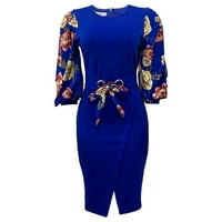Zpanxa maxi haljina za žene modni casual cvjetni ispis mjehurići srednji duljina plus veličina haljina duge suknje za žene plave m