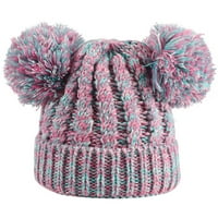 Binpure Toddler Baby Winter Hat Contrast Color Toplo pletena kape za palicu sa plišanim kuglicama za dječje dječake novorođenčadi
