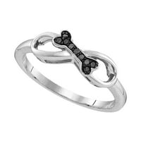Sterling Silver Women okrugli crni obojeni dijamantski pas kostni beskonačni prsten CTTW
