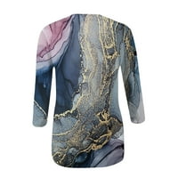 Bicoasu ženski modni print Okrugli vrat labavi ležerni majica sa sedam točaka, mornarice, s