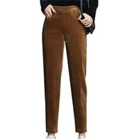 Ženske visoke suzrene hlače elastične struke Corduroy pantalone sa džepom