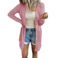 Huaai ženska otvorena prednja kardigan majica lagani kaput dame casual puni gumb džep dugi rukav kardigan