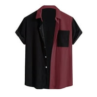 Qolati majice za muškarce vintage lagana tipka s kratkim rukavima dolje Henleys bluza boja blok tiskane