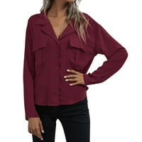 Žene labave bluze vrhovi ženskih majica s dugim rukavima Lapel Striped majice Ležerne prilike tuničke