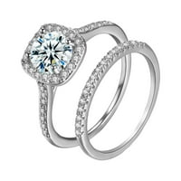 Dvije žene srebrni prsten bijeli rivestone vjenčani nakit veličine 6- srebro