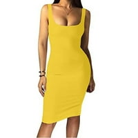 Maxi haljina Ženski gradijentni tenk haljina bez rukava Basic Midi Club haljine Party Mini haljina žuta
