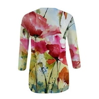 Bluze za žene Modni print Okrugli izrez Labavi Ležerne prilike sa sedam point rukava TOPS 2XL