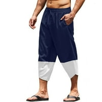 Simplmasygeni muškarci obrezane pantalone Udobne posteljine multi-džepne sportske vrećastog pamuka i