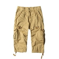 Muški teretni kratke hlače opuštene ispod koljena Capri Cargo Hlače Cotton Khaki 4XL