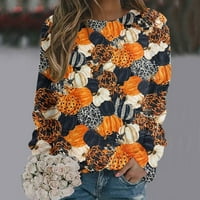 Ženska modna Halloween majica bundeve grafički pulover Jesen Mekani dugi rukav Top labave sažetke za