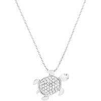 Angelique srebrni CZ 18KT bijelo zlato preko srebrne kornjače u sterlingu na ogrlicu za lakiranje kokice