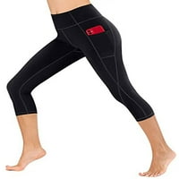 Paille yoga hlače za žene sa džepovima visoke strukske kapri-hlače od lagane boje pantalone za ljetne vježbe za dame