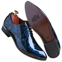 Santimon Muškarci čipke Up up up oxford šiljasti prst cvjetne patentne kožne haljine cipele plave 5.