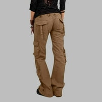 Ersazi Pull na hlačama za žene Ženska moda Ravni džep široke noge Hlače Čvrsto labave ležerne hlače