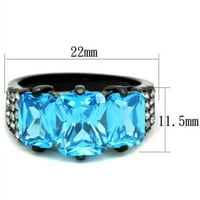 LUXE nakit dizajnira ženski zaručni prsten od nehrđajućeg čelika s morskom plavom i čistom CZ -