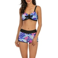 Žene kupaće odijelo Soild Print čipka za čipke visoke rezne noge Bikini set dva kupaća kostim