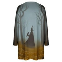 Ženski bluze jesen plus veličina haljina Crewneck Print dugih rukava Labava haljina Daliy XXL siva