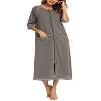 Sanviglor Women WomenDrdess rupeve haljine za spavanje Crew Crt Sleep Hartrobes Početna Kuća kaput sive