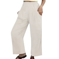 Sayhi ženski puni sa visokim strukom opušteni ljetni elastični kapris pantalone casual labave hlače