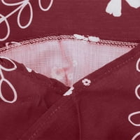 Pamučne posteljine kapri hlače za žene plus veličine cvjetni ispisani izrez HEM Capris ljetni casual