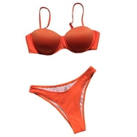 Žene kupaći kostimi Tummmy Control bikinis set Push up bh visoki rep Dva narančasta kupaonica odijela
