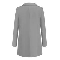 Fattazi kaput za žene Žene Čvrsti kaput Otvoreni prednji džepovi Cardigan Formalni odijelo Dugi rukavi