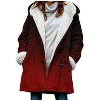 SHPWFBE zimski kaputi za žene zimske odjeće za ženske casud gumbi jakna Fuzzy Fleece s kapuljačom plus