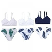 TEEN Girls 'kupaći kostimi s kupaćem kostimu V-izrez bikini kupaći kostim pune boje Podesivi naramenice Sport bikini