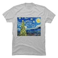 Zdravo noć van Gogh - Božićno drvce Muški atletski heather krem ​​grafički tee - dizajn ljudi 4xl