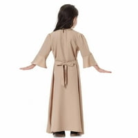 Odeerbi muslimanska haljina za djevojke dugih dugih rukava V izrez Colorblock haljina za teen djevojke