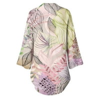 Caveitl modni vrhovi za žene, žene ljetne obloge na vrhu vrhova tiskanog gumba Udobne ženske bluze na