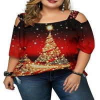 Simooset ženski božićni plus veličina hladnog ramena labav majica vrh