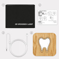 Lagana noćna svjetlost za zube Drvena 3D lampica Creative Drvena svjetla Jednostavna ukrasna svjetla
