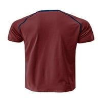 NOLILLA MUŠKI T košulje Henley vrat Ljetni vrhovi kratki rukav majica Muške modne pulover Boja blok Osnovni tee tamno crveni s