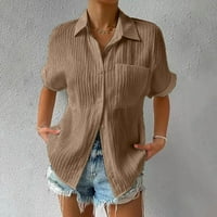 Bluza za prodaju za žene Dressy Casual Solid Color Vintage Bluzes & Dupke dolje Majice Kratki rukav