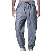 Muška znojne hlače Nova čišćenje Muškarci Ležerne prilike ispisane trake Elastične reflektirajuće hlače HIP hop fluorescentne hlače Noćne sportske hlače