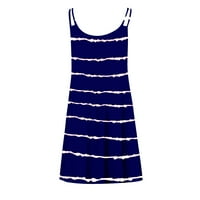 Strungten Womens Striped Tie-dye Print haljina bez rukava V izrez A-line Maxi Mini sandress duge haljine