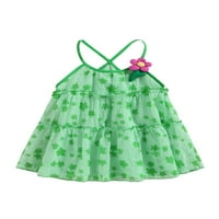 St.Patrick's Dnevna dječja djevojačka haljina ljetna haljina cvjetne ispis špagete trake bez rukava