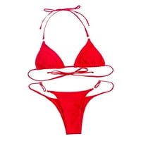 Qiylii ženski kupaći kostim, ljetni halter trokuta bez rukava BIKINI BRA sa tangom set kupaćim odijelom