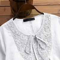 Prevelike majice okrugli vrat Pamuk i posteljina košulje dugih rukava Trendy odjeća Solidana boja Elegantna