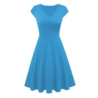 HOMCHY Ljetna haljina od pune vjerske haljine s vratom plave l