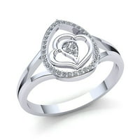 Originalna 0,75ct okrugli rez Diamond Dame Bridal Leaf Angažman Fancy prsten od pune 10k ruža, bijelo