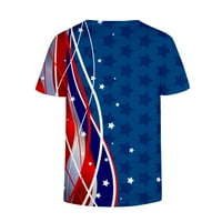 Tarmeek Womens Ljetni vrhovi V izrez Američka zastava 4. srpnja T košulje Kratki rukav USA Zvijezde