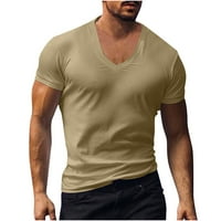 Muškarci Ljetni osnovni vrhovi Solid boja V izrez kratki rukav mišićni košulje za vježbanje trčanje