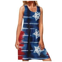 4. jula Ljetne haljine za žene Američka zastava Štampana Dan nezavisnosti Ljetna casual crew vrat bez